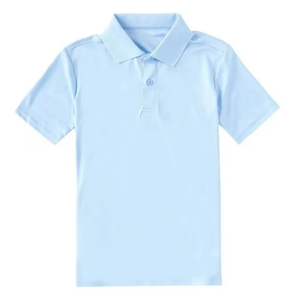 Boys Size 6/7 Class Club Light Blue Short Sleeve Performance Polo Shirt
